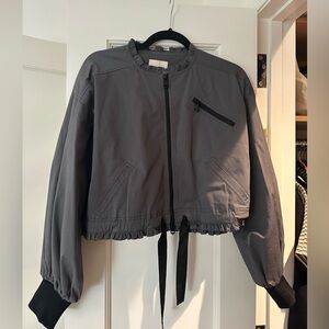 Cinq a Sept Gray Cropped Ruffle Jacket